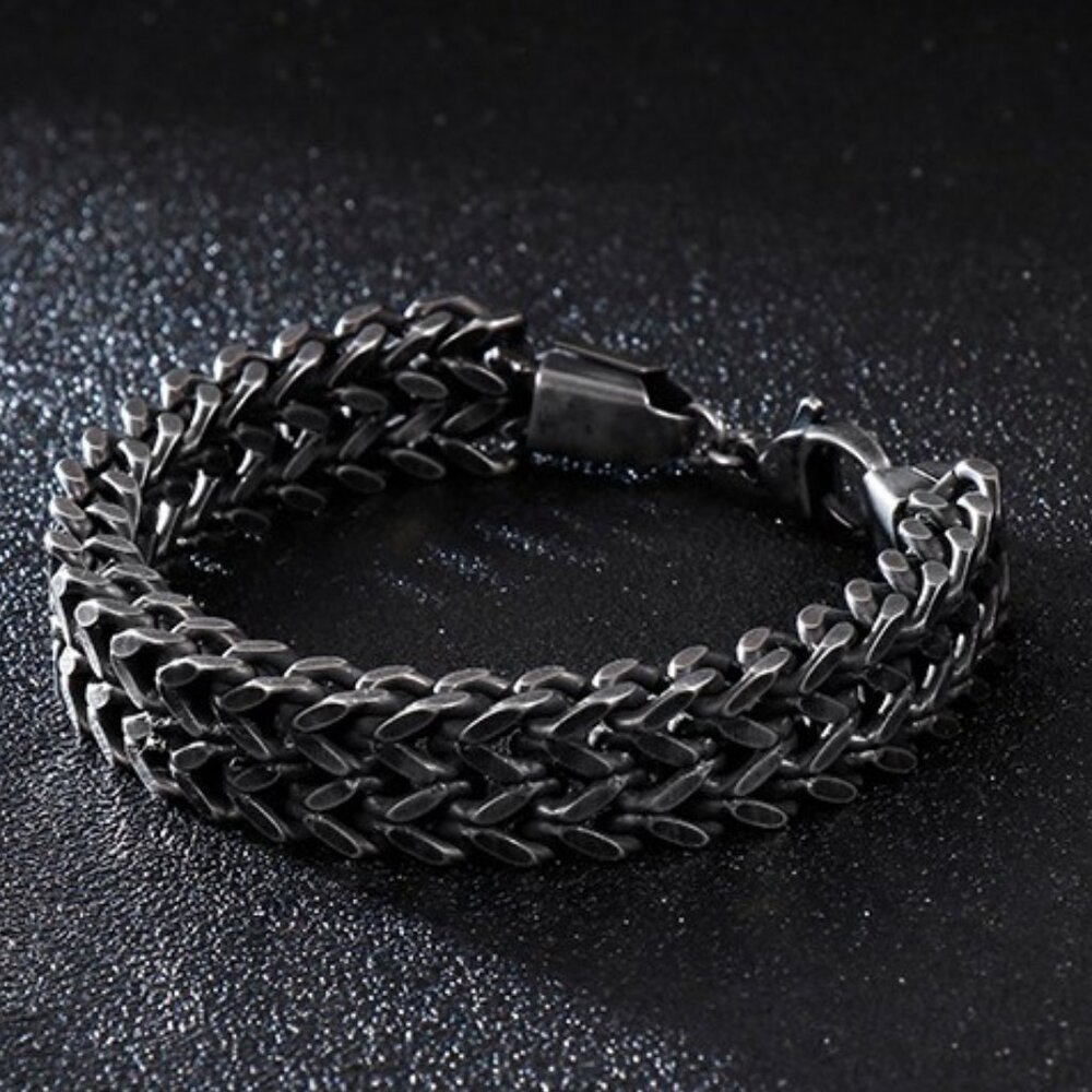 8.5" Men's Stainless Steel 12mm Width Franco Cuban Chain Bracelet